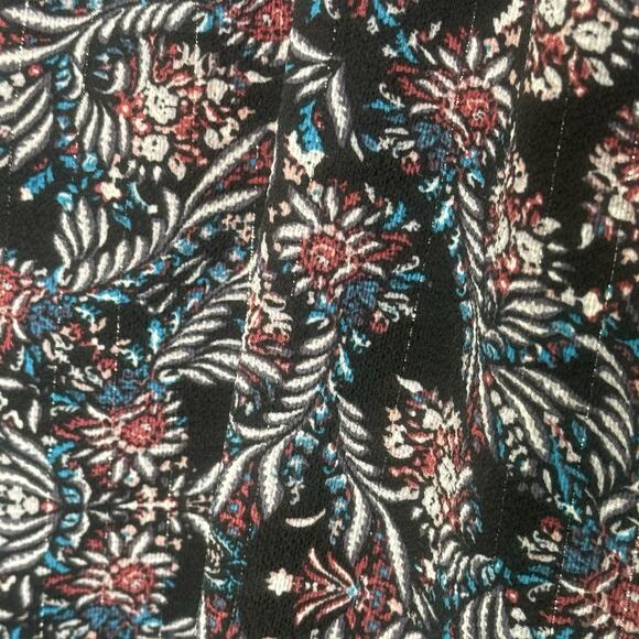 Lily Rose XL Dress Black Floral Print V-Neck Keyhole Back Metallic Accent Boho - Picture 7 of 9